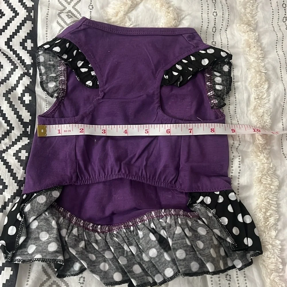 small dog purple and black polkadot dress